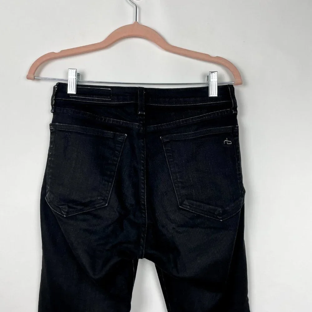 rag & bone High Rise Cropped Slim Leg Jeans Raw Hem Black 26 #0193